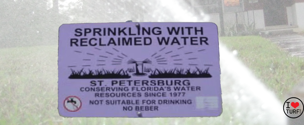 sprinkling with reclaimed water warning sign